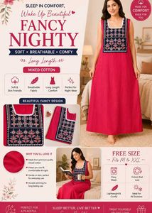 Fancy Cotton Nighty - Long Length Comfort
