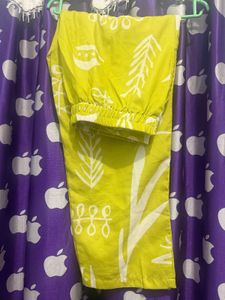 Lime Green Printed Button-Up Top coord set