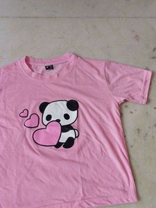 Cute Panda Heart Pink T-Shirt