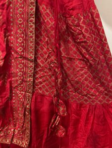 Red Floor Length Ethnic Dress with Gold Border