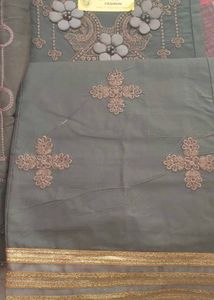 grey color partywear suit papper cotton fabric