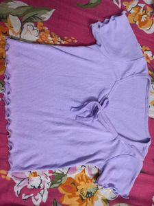 Cute Lavender Tie Front Top