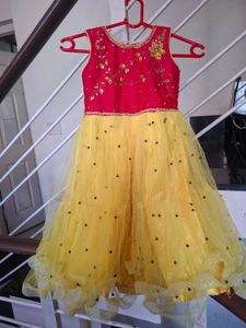 Beautiful Yellow & Red Party Dress