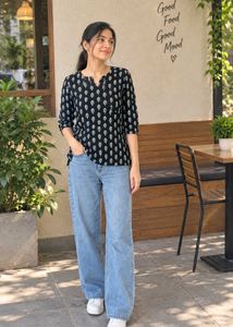 Stylish Printed black short  Kurti