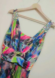 Multi Color Printed Long Dress For 34 Bust