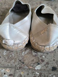 Silver Espadrille Flats