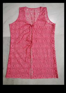 Pink Lace Tie-Front Top