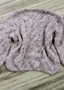 Cozy Textured Knit Sweater purple mauve