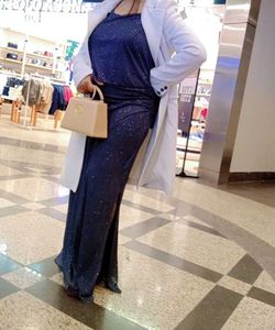 Elegant Gray Shimmering Maxi Dress