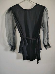 Stylish Black Sheer Sleeve Top