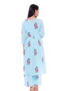 Beautiful Light Blue Floral Kurta Set