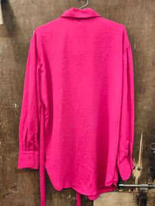 Shein Drop Shoulder Spread Collar Front Wrap Tie