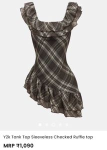 Y2k Checked Ruffle Tank Top