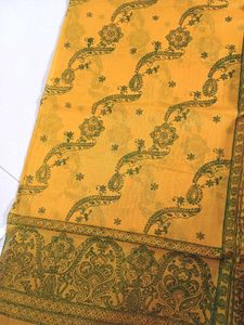 Yellow Organza Printed Saree