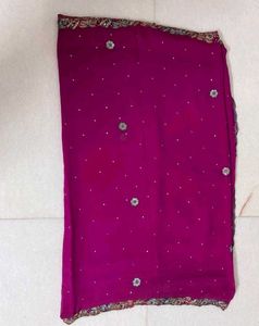 Magenta Saree with Emblished border