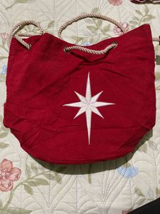 Red Drawstring Hobo Bag