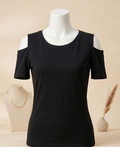 Black Cold Shoulder Tee