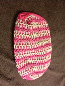 Crocheted Pink &amp; White Pouch