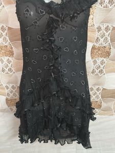 Black Ruffle Mini Dress
