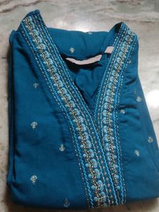 Avaasa Teal Kurti Intricate Embroidery