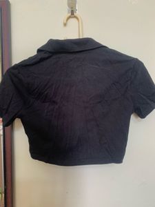 Black Cropped Polo Shirt