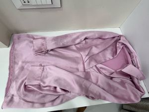 Zara Pink Satin Ruched Wrap Dress