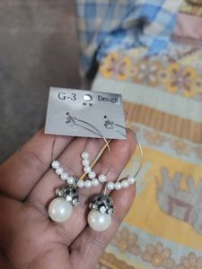 Elegant Pearl &amp; Crystal Hoop Earrings
