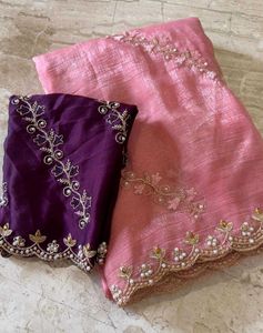 Elegant Pink Embroidered Saree