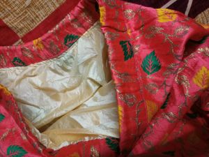 Pink Leaf Print Ethnic Skirt