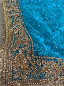 Elegant Aqua Net Saree