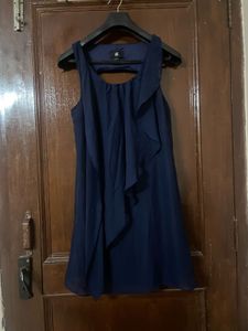 Elegant Navy Blue Ruffle Dress