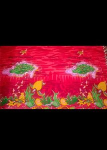 Vibrant Red Tropical Print Sarong/Cover-up