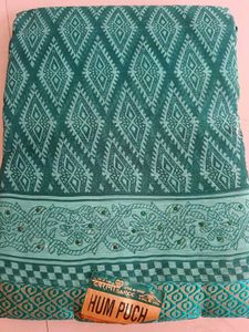 Elegant Teal Saree with Design