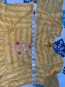 Ethnic Striped Kurta with Embellishment