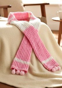 Handmade Pink & White Striped Scarf