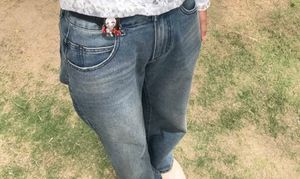 Vintage Blue washed high waist Straight Leg Jeans