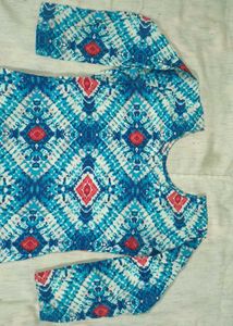 Blue Tie-Dye Kurti with salwar