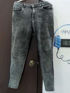 Grey Wash Skinny Distressed Jeans