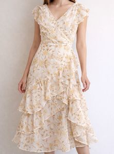 Elegant Floral Layered Midi Dress