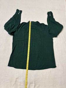 Elegant Dark Green Mock Neck Top