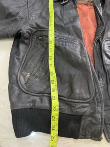 Men's Black Leather Bomber Jacket