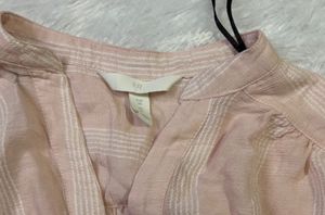 Light Pink Striped V-Neck Tunic
