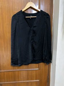 Black Mango V-Neck Blouse