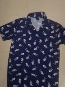 Men's Navy Skeleton Print Shirt