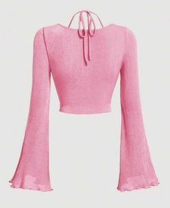 Pink Ruched Halter Neck Top