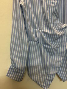 shein spread collar Wrap style hem shirt