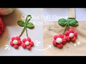 puff flower keychain 😍