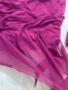 Purple Ruffle Meshy long Sleeve Mini Dress