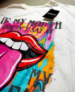 Shein Graphic Print White T-shirt