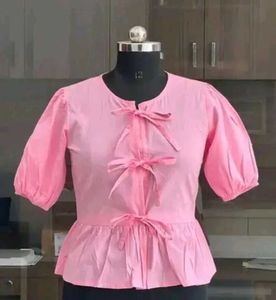 Pinteresty Pink Peplum Top with Tie Detail..🎀💓🍓